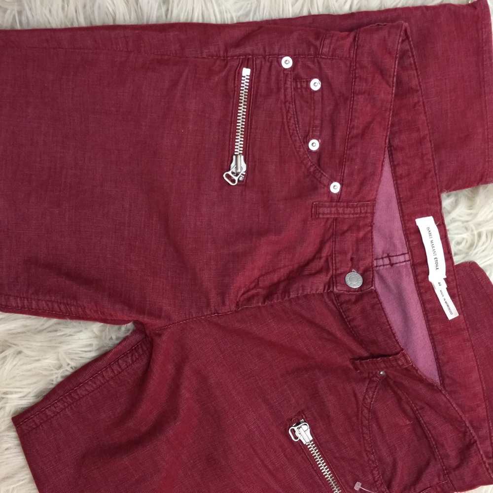 Isabel Marant Red IVO Zipper Corduroy Crop Pants - Picture 7 of 8